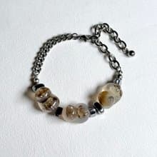 精工瑪瑙貓咪鈦鋼手鍊