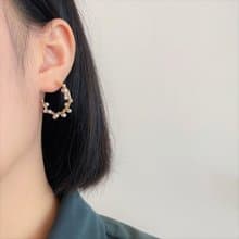 │輕奢│珍珠纏繞C圈 • 耳環 • 14K注金 • 14kgf • 抗過敏