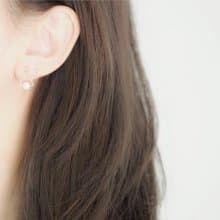 14KGF 三角とパールのピアス　幾何パールピアス　6月誕生石