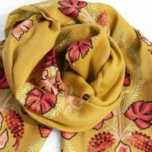 喀什米爾Cashmere 刺繡羊絨圍巾 純羊毛圍巾披巾 戒指絨披肩-花朵