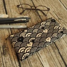 手作和風波浪貓咪圖案 筆袋 眼鏡袋 餐具袋