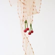 串珠耳飾_櫻桃/棉球/beading earing