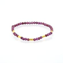 寶麗金珠寶-黃金鑽切管珠紅石榴石造型手鍊