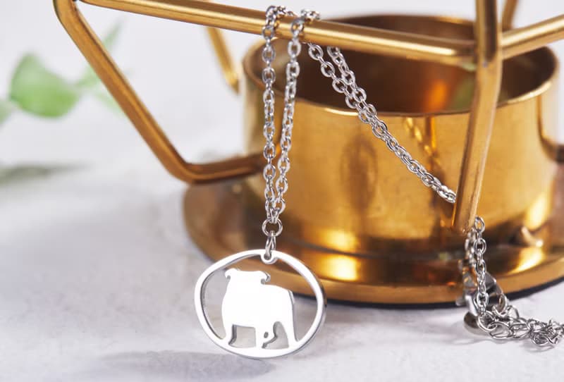 英國鬥牛犬手鍊 -狗狗小印章系列- 抗敏醫療鋼