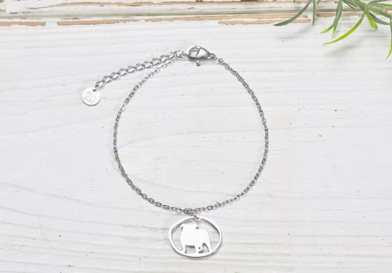 英國鬥牛犬手鍊 -狗狗小印章系列- 抗敏醫療鋼