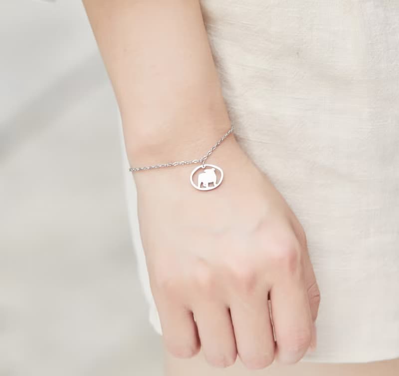 英國鬥牛犬手鍊 -狗狗小印章系列- 抗敏醫療鋼