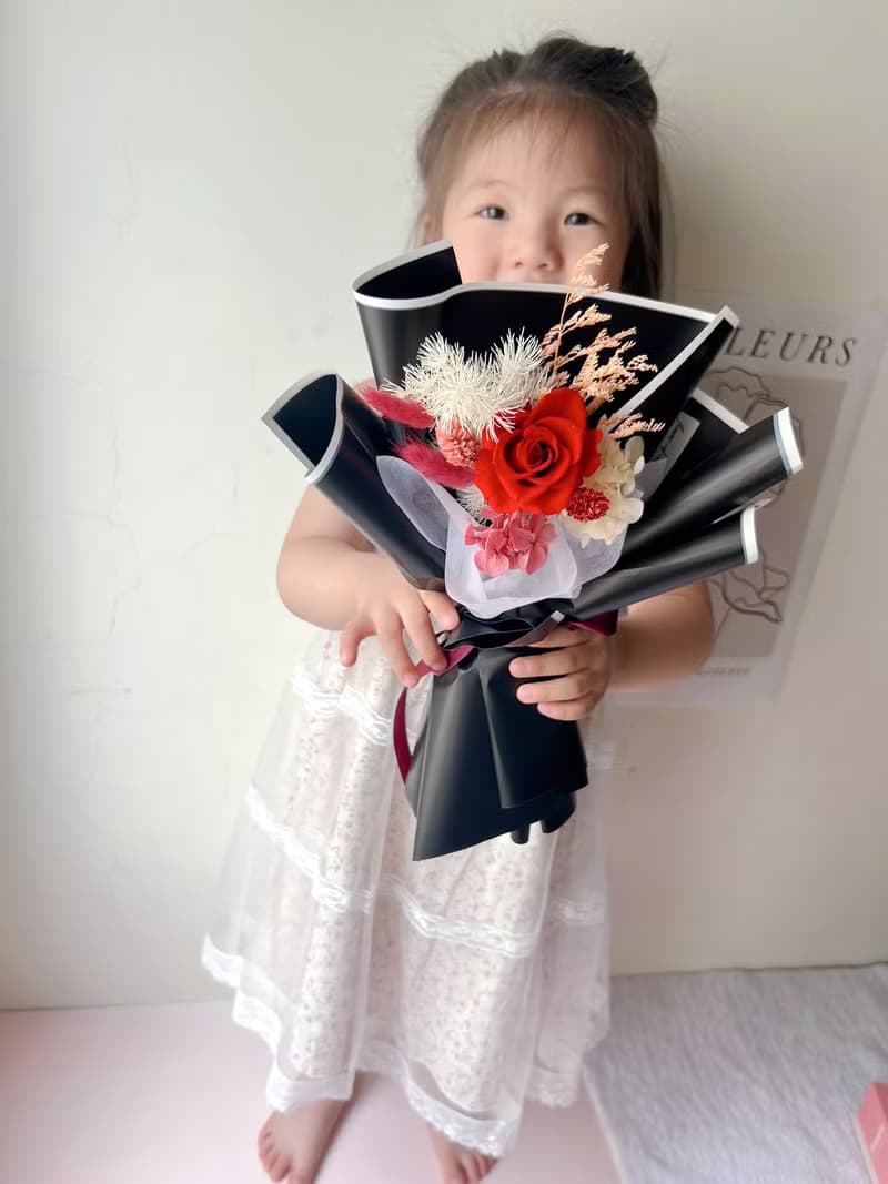 【日常花束】flower-of-life 紅粉橘三色 日本永生玫瑰小花束