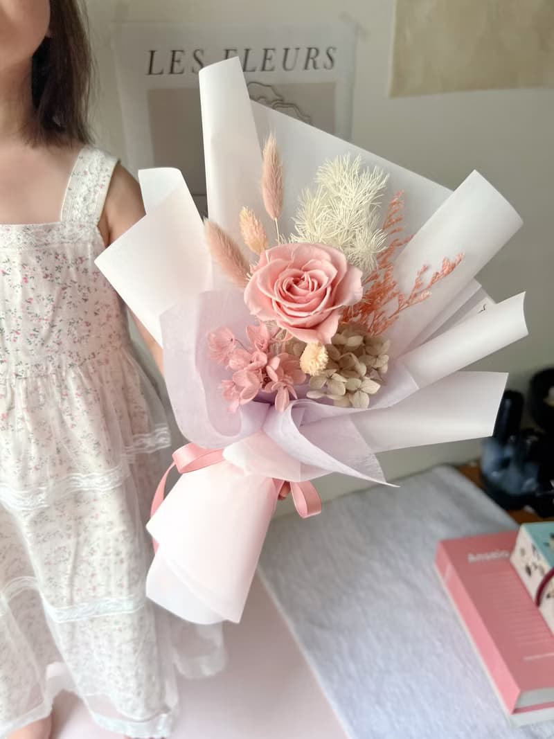 【日常花束】flower-of-life 紅粉橘三色 日本永生玫瑰小花束