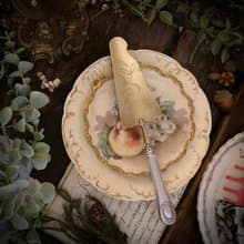 法國Napoléon III時期 訂製款扭索飾紋純銀柄蛋糕鏟