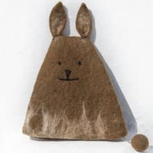 羊毛氈手機袋/羊毛氈收納袋/零錢包/悠遊卡套/羊毛氈錢包-刺繡兔