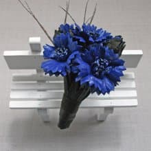 Leather brooch with a bouquet of cornflowers