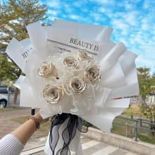 【情人節花束】厄瓜多6朵 香奈兒玫瑰白花束 永生花 情人節 求婚