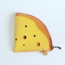 畢業禮物 乳酪造型錢包 皮革手工縫製