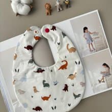 6重紗圍兜兜  散步小恐龍 口水巾 彌月禮  新生兒禮