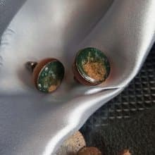 【孤品限定】小圓墨綠撒金耳環