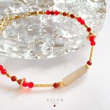 【四月】誕生石手鍊 • 烈焰布斯卡火山紅 成品&材料包 • 可碰水