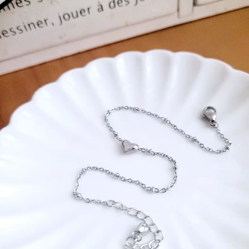 小甜心。立體心型白鋼腳鍊