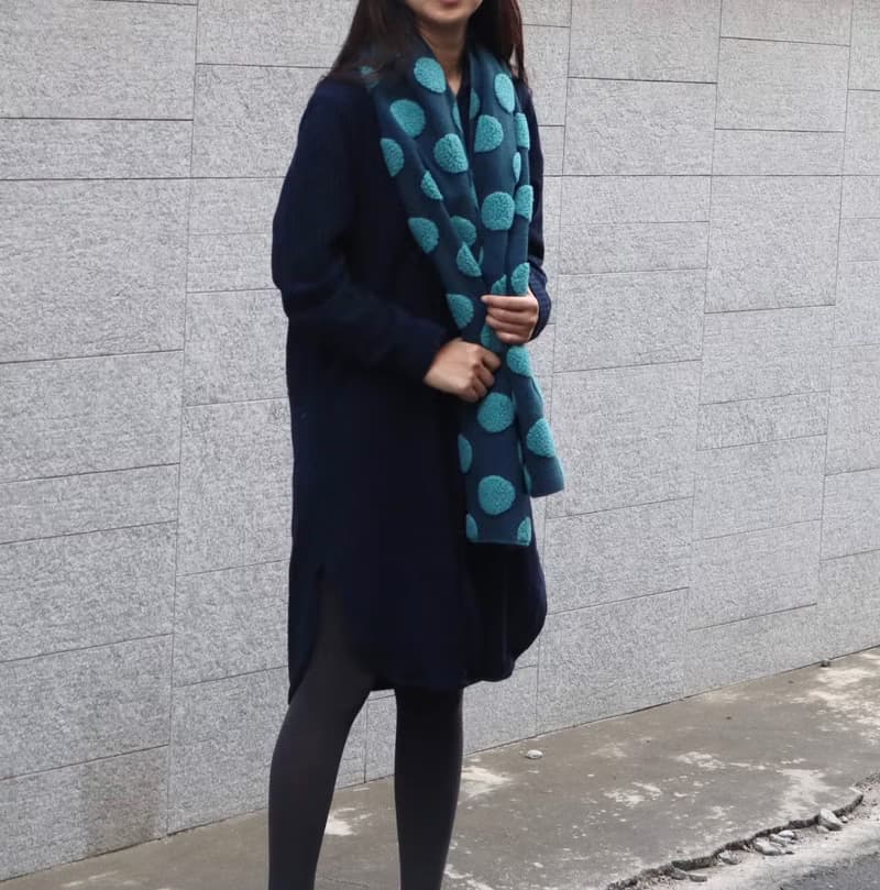 胖的圓點圍巾///藍綠圓點