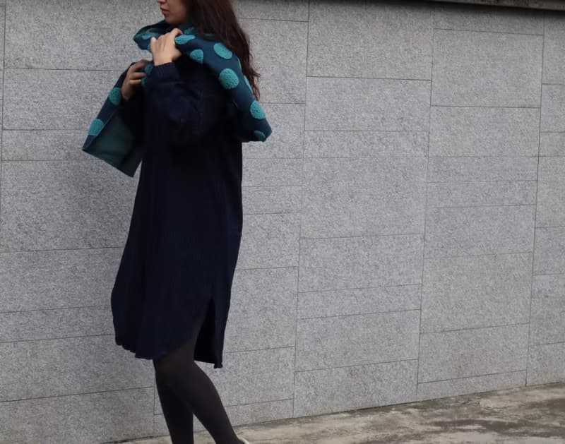 胖的圓點圍巾///藍綠圓點