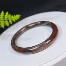 巧克力色薔薇輝手镯57MM 獨特細圓條玫瑰石桃花玉手環 美好圓融