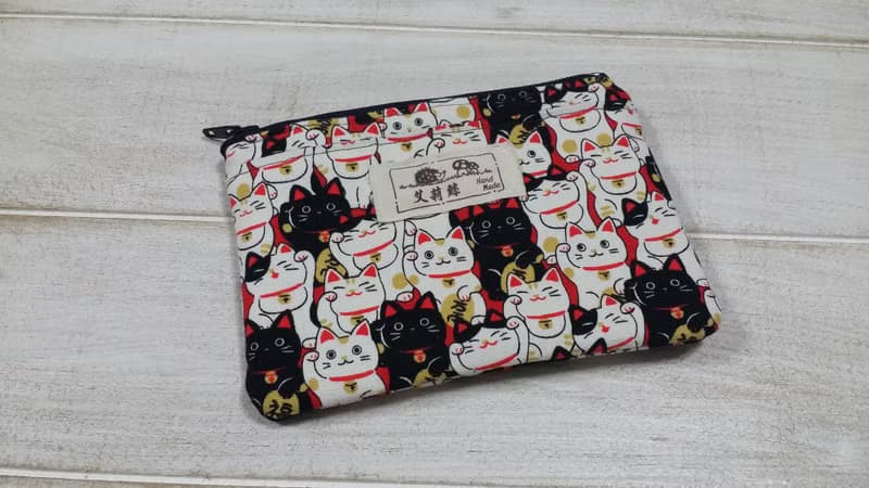 紅色招財貓零錢包/收納包/卡片包