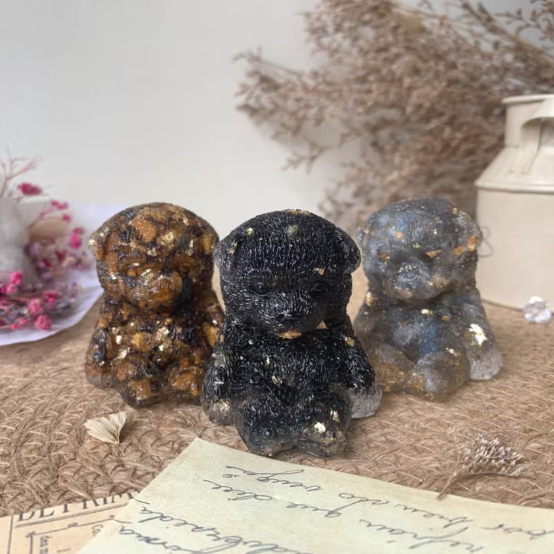水晶 薩摩耶 幼犬 M號 | 天然石手作 | 居家擺飾 療癒萌犬|拉長石