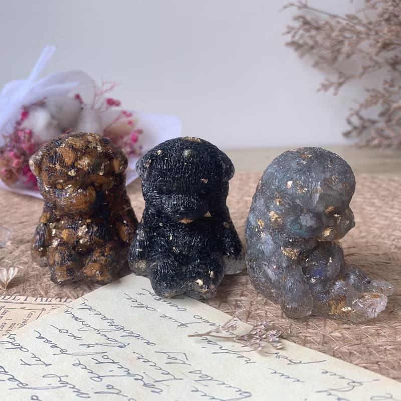 水晶 薩摩耶 幼犬 M號 | 天然石手作 | 居家擺飾 療癒萌犬|拉長石
