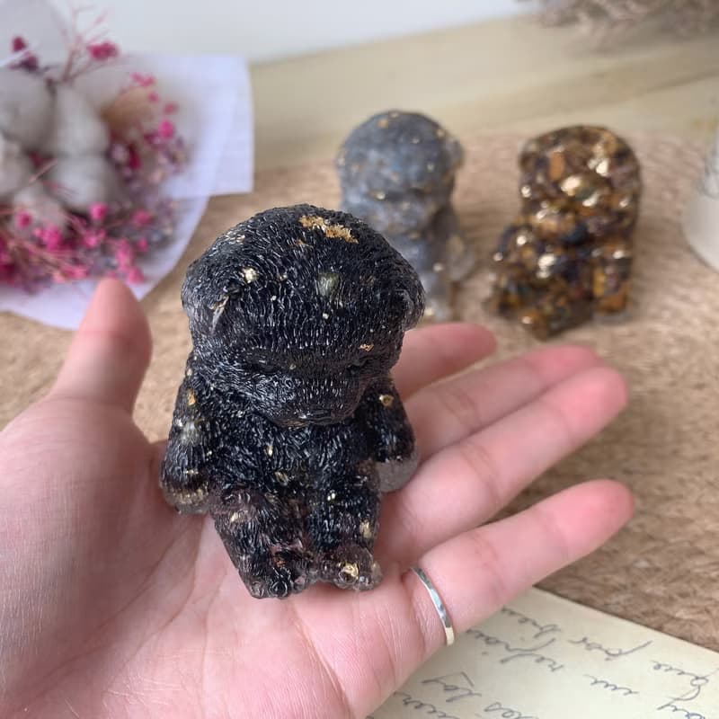 水晶 薩摩耶 幼犬 M號 | 天然石手作 | 居家擺飾 療癒萌犬|拉長石