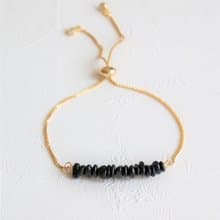 天然黑碧璽拉繩手鍊 玫瑰金粉晶手環 三色選 鍍金鍍銀鍍玫瑰金