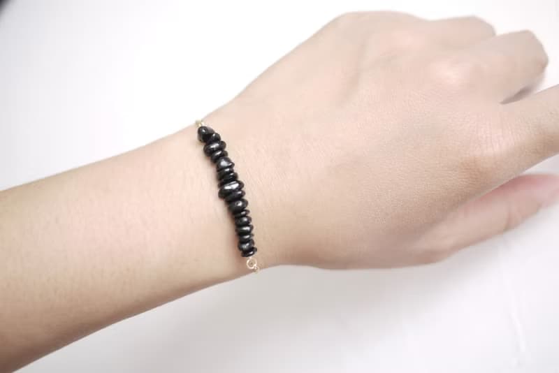 天然黑碧璽拉繩手鍊 玫瑰金粉晶手環 三色選 鍍金鍍銀鍍玫瑰金