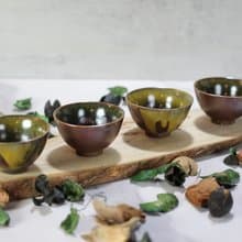 【送禮好物】50ml 柴燒 鐵釉 茶杯四入組 鶯歌名家葉敏祥作