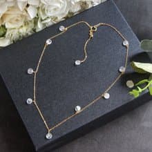 14kgf- rainbowmoon stone short necklace(ajustable chain)