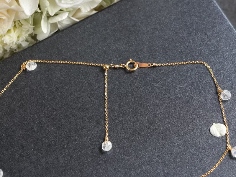 14kgf- rainbowmoon stone short necklace(ajustable chain)