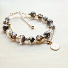 【黑超七系列 】雙鏈手鏈|黑髮晶|白水晶|旺財|平靜穩定|招貴人