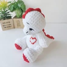 Crochet dinosaur, Dinosaur plush stuffed toy, White dinosaur baby shower gift