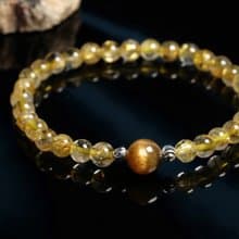 纖細優雅系列│【天照金環】黑金太陽石×金鈦晶 水晶手鍊 開運