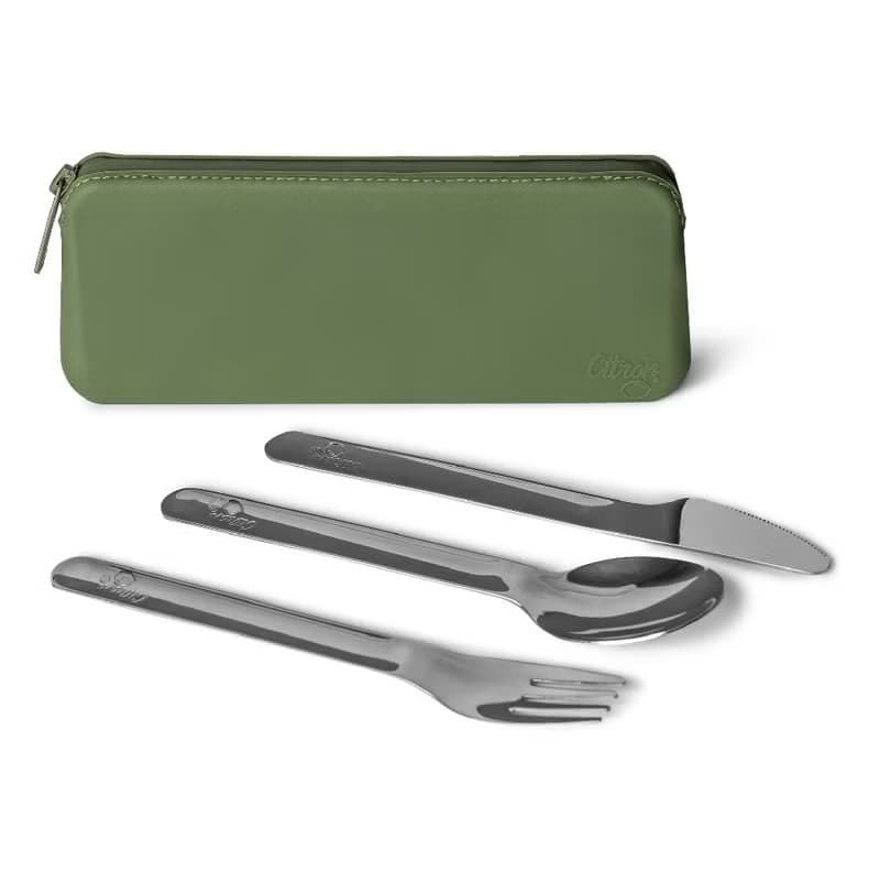 快速出貨【Citron】兒童餐具隨行組_森林綠 (含刀、叉、湯匙、多)