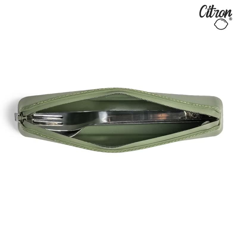 快速出貨【Citron】兒童餐具隨行組_森林綠 (含刀、叉、湯匙、多)