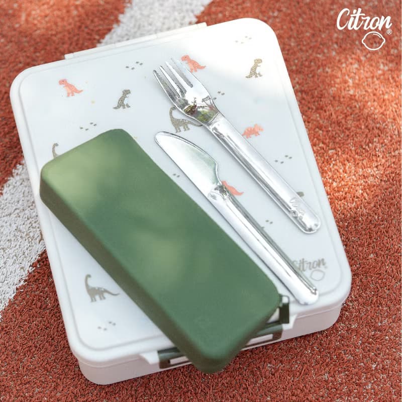 快速出貨【Citron】兒童餐具隨行組_森林綠 (含刀、叉、湯匙、多)