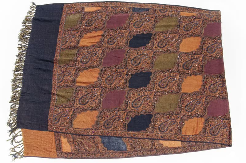 喀什米爾Cashmere/水煮羊毛披肩/針織圍巾/刺繡圍巾/羊絨披巾-花