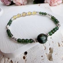 心忱-綠髮晶 鈦晶 綠磷灰 純銀手鍊