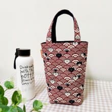 家家酒系列水壺袋/飲料提袋/手提帆布包/波紋貓咪款