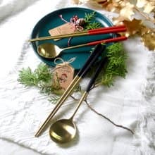 創意六角餐具組香檳金系列(曜石黑、聖誕紅、紫羅蘭)