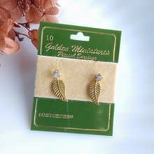 Vintage Jewelry 西洋古董飾品 金色調 小巧 精緻小葉子 針式耳環