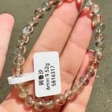 天然綠底阿魯沙水晶6mm9.52g花瓣赤鐵礦避邪擋災化解憂鬱