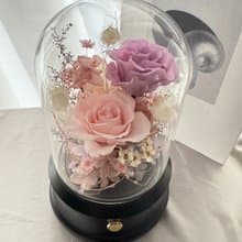 永生花音響花盅 永生花夜燈 藍牙音響喇叭 粉紫款 贈送包裝禮盒