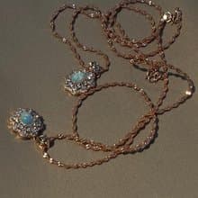 流金遊彩。Opal  歐泊 項鏈 項錬 蛋白石 項鏈 玫瑰金 華麗 歐泊