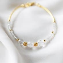 閃閃生耀。白水晶 灰藍月光石 18K包金 天然石/水晶 手鍊/手鐲