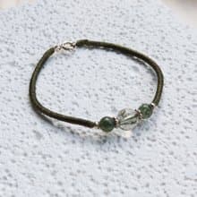 【水晶蠟繩系列】綠絲髮晶x金剛結x圓珠x招財x助事業 蠟線手鍊