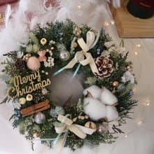 可愛小熊 雪松聖誕花圈 奶杏粉色裝飾 永生聖誕花圈 聖誕節禮物